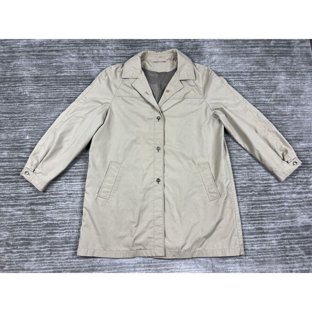 Vintage Sears Jacket Womens 16 Beige The Fashion Place Lined Button Up Rain 70s